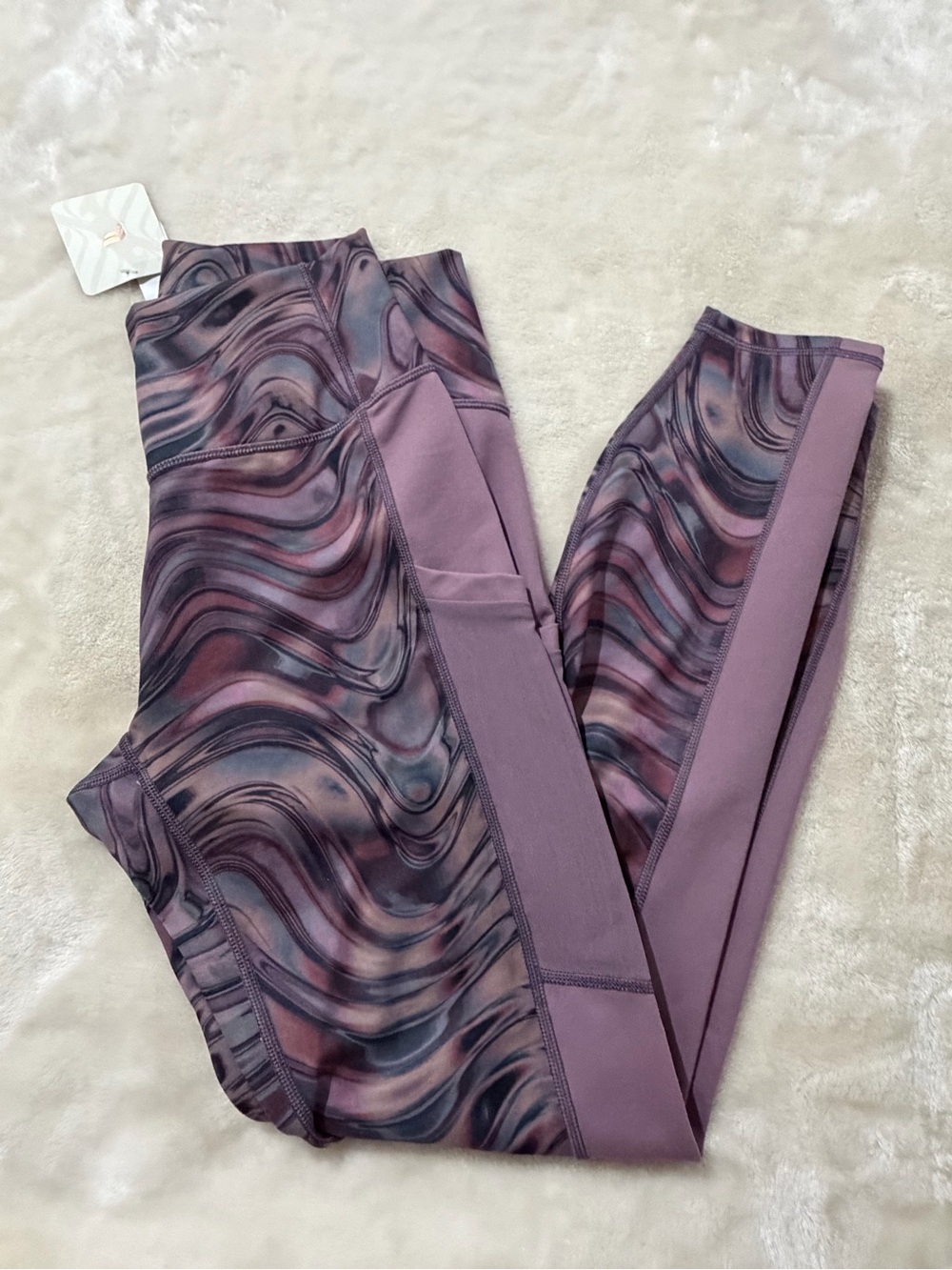 Fabletics High-Rise Swirl Print Leggings in Mauve
